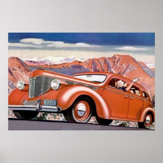 1930年のブロンドで赤い自動車のポスター ポスター (正面)
