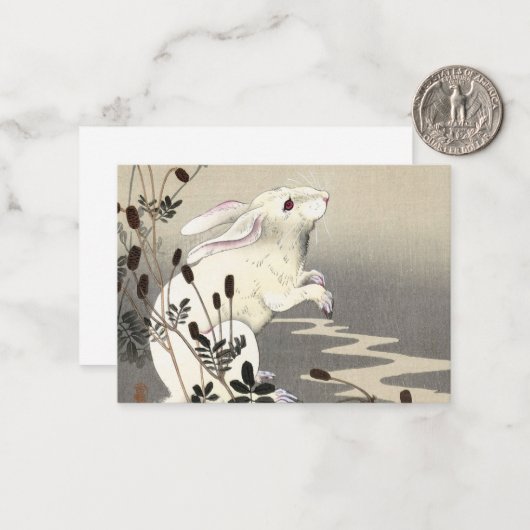 1930年の大原小村の満月のウサギ ノートカード (正面/裏面インサイチュ)