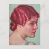 1930年の赤毛の美しい女性 ポストカード (正面)