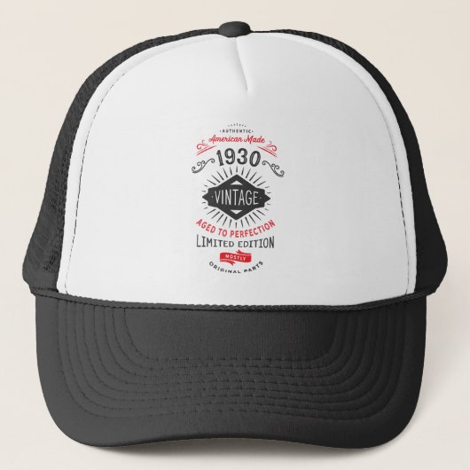 1930年の90生まれ誕生日ヴィンテージ キャップ (正面)