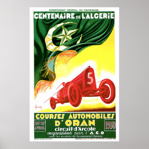 1930年アルジェリアグランプリ広告ポスター ポスター