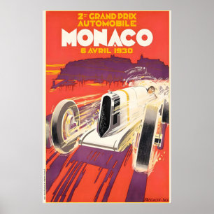 1930年グランプリ モナコ フランス モーターレース ヴィンテージ ポスター