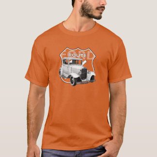 1930年モデルA.ホワクラシックイ改造トRoute66 T-Shirt Tシャツ