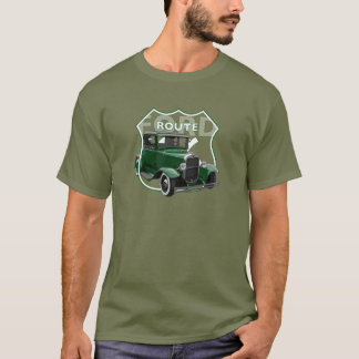 1930年モデルA.緑クラシックの改造Route66 T-Shirt Tシャツ