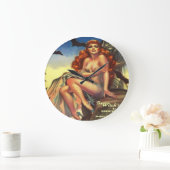 1930年レトロパルプイラストレーション ラージ壁時計 (ホーム)