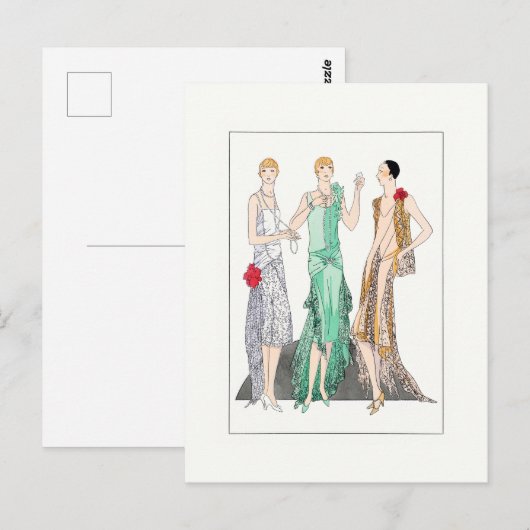 1930年ヴィンテージガウン夕べ ポストカード (正面/裏面)