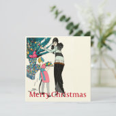 1930年ヴィンテージ女飾のクリスマスツリー カード (スタンド正面)