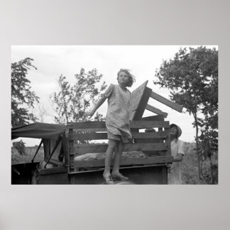 1930年代にカリフォルニアに向かう ポスター