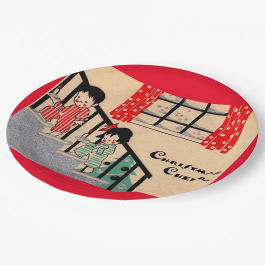 1930年代のアートデコクリスマス応援 ペーパープレート (アングル)