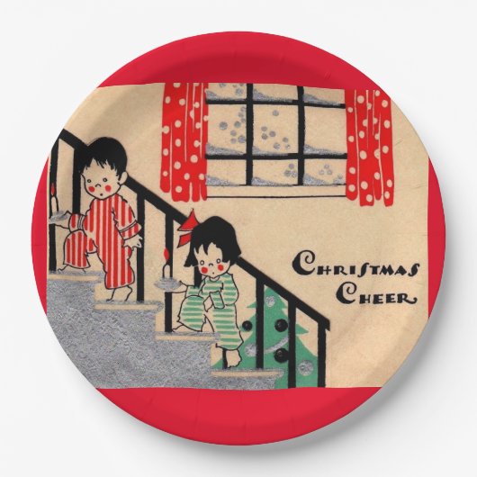 1930年代のアートデコクリスマス応援 ペーパープレート (正面)
