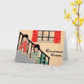 1930年代のアートデコクリスマス カード (黄色い花)