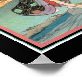 1930年代のアールデコ「芸者が川を渡る」 ポスター (角)