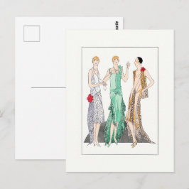 1930年代のイブニングドレスの女性たち  ポストカード