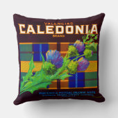 1930年代のカレドニアのオレンジ色のクレートラベル クッション (裏面)