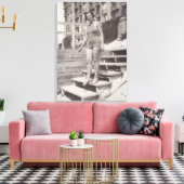 1930年代のカンヌのビーチの女性写真 キャンバスプリント (インサイチュ (リビング))