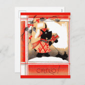 1930年代のクリスマススコットランド犬は「チアオ」と言う シーズンポストカード (正面/裏面)