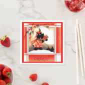 1930年代のクリスマススコットランド犬は「チアオ」と言う スタンダードカクテルナプキン (インサイチュ)