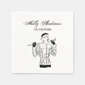 1930年代のゴルフクラブを持つファッショナブルなレディーゴルファー スタンダードカクテルナプキン (正面)