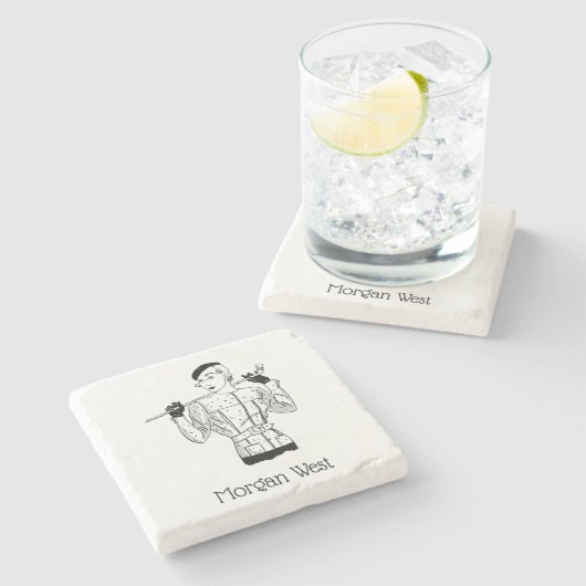 1930年代のゴルフクラブを持つファッショナブルなレディーゴルファー ストーンコースター (横)