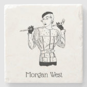 1930年代のゴルフクラブを持つファッショナブルなレディーゴルファー ストーンコースター (正面)