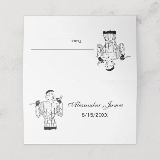 1930年代のゴルフクラブを持つファッショナブルなレディーゴルファー プレイスカード (外部開封)