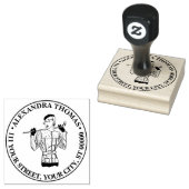 1930年代のゴルフクラブを持つファッショナブルなレディーゴルファー ラバースタンプ (押印)