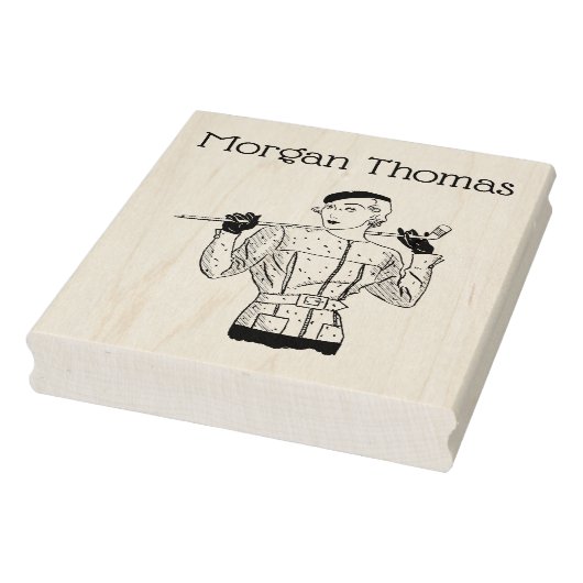 1930年代のゴルフクラブを持つファッショナブルなレディーゴルファー ラバースタンプ (スタンプ)