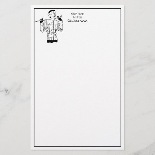 1930年代のゴルフクラブを持つファッショナブルなレディーゴルファー 便箋 (正面)