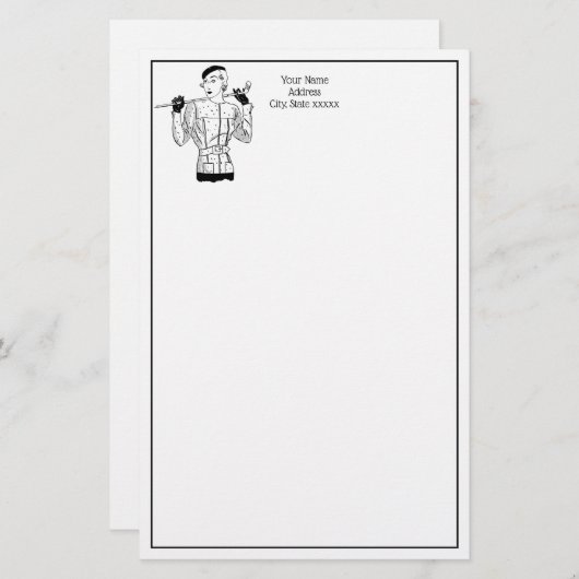 1930年代のゴルフクラブを持つファッショナブルなレディーゴルファー 便箋 (正面/裏面)