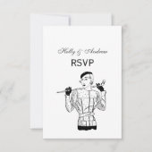 1930年代のゴルフクラブを持つファッショナブルなレディーゴルファー 出欠カード (正面)