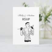 1930年代のゴルフクラブを持つファッショナブルなレディーゴルファー 出欠カード (スタンド正面)