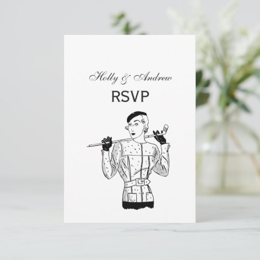 1930年代のゴルフクラブを持つファッショナブルなレディーゴルファー 出欠カード (スタンド正面)