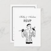 1930年代のゴルフクラブを持つファッショナブルなレディーゴルファー 出欠カード (正面/裏面)