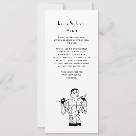 1930年代のゴルフクラブを持つファッショナブルなレディーゴルファー 招待状 (裏面)