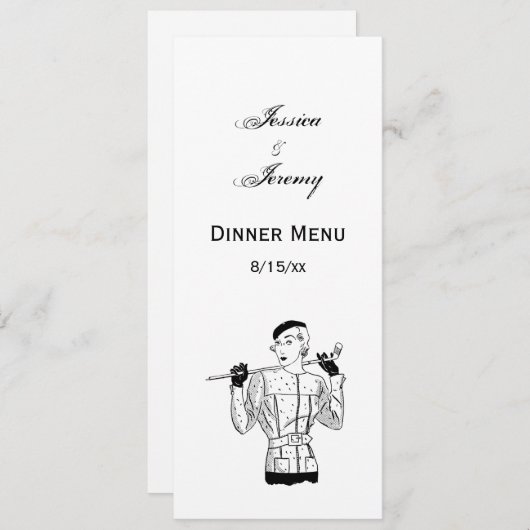 1930年代のゴルフクラブを持つファッショナブルなレディーゴルファー 招待状 (正面/裏面)