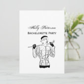 1930年代のゴルフクラブを持つファッショナブルなレディーゴルファー 招待状 (スタンド正面)