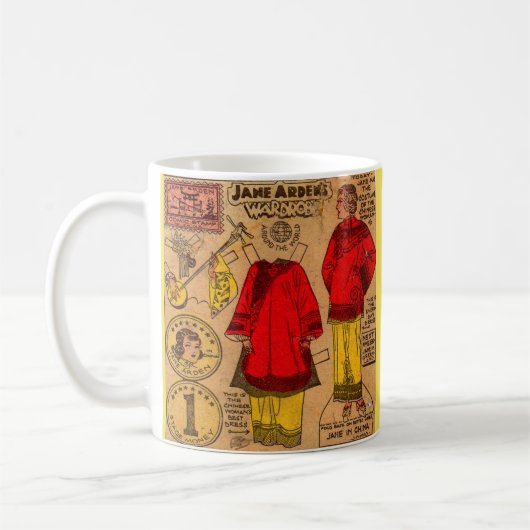 1930年代のジェーン・アーデン紙の人形中国の服 コーヒーマグカップ (左)