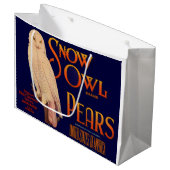 1930年代のスノウのブランド梨のフルーツクリートラベルプリント ラージペーパーバッグ (正面アングル)