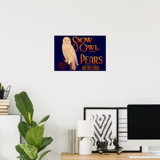 1930年代のスノーフクロウのブランドは、果輪状のラベルを梨にする ポスター (ホームオフィス)