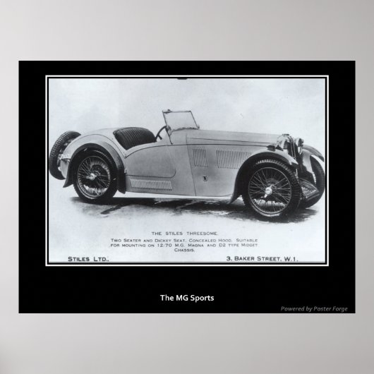 1930年代のスポーツカーのプリント ポスター (正面)