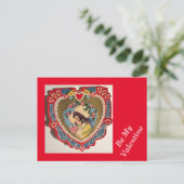 1930年代のハート型バレンタイン ポストカード - ヴィンテージの少女 (スタンド正面)