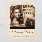 1930年代のパーティーエラスイングソイレ10代の若者パーティー 招待状 (正面/裏面)