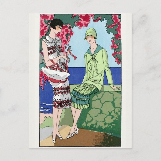 1930年代のビンテージのデイドレスの女性 ポストカード (正面)