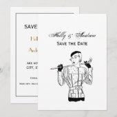 1930年代のファッショナブルなゴルフ女子とゴルフクラブ 招待状 (正面/裏面)