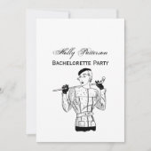 1930年代のファッショナブルなゴルフ女子とゴルフクラブ 招待状 (正面)