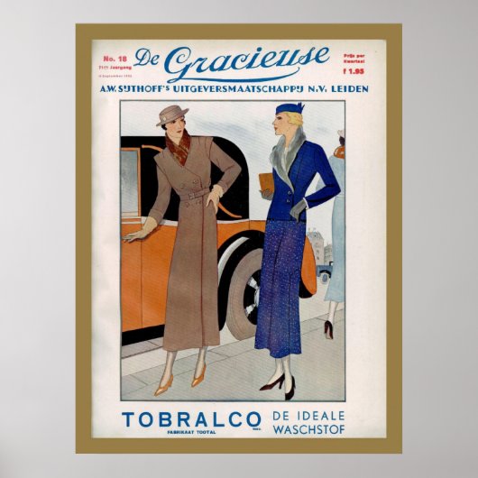 1930年代のファッションAd 1933年のオランダ誌 ポスター (正面)