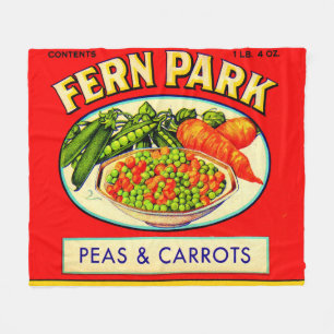 1930年代のファーンパークのエンドウ豆とニンジンのラベル フリースブランケット