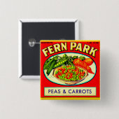 1930年代のファーンパークのエンドウ豆とニンジンのラベル 缶バッジ (正面&裏面)