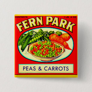 1930年代のファーンパークのエンドウ豆とニンジンのラベル 缶バッジ