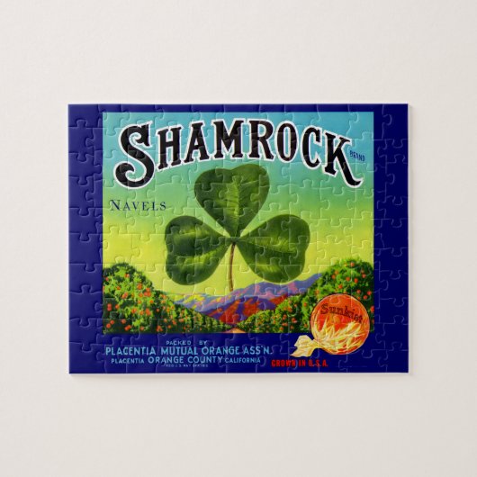 1930年代のフルーツクラートレーベルShamrock Navel Orange ジグソーパズル (横)